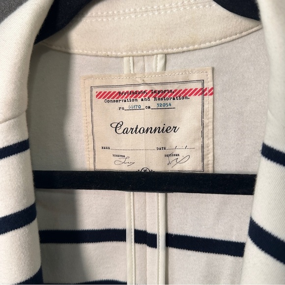 Anthropologie Cartonnier Striped Peplum Knit Blazer French Girl Nautical Navy XS - Picture 8 of 13